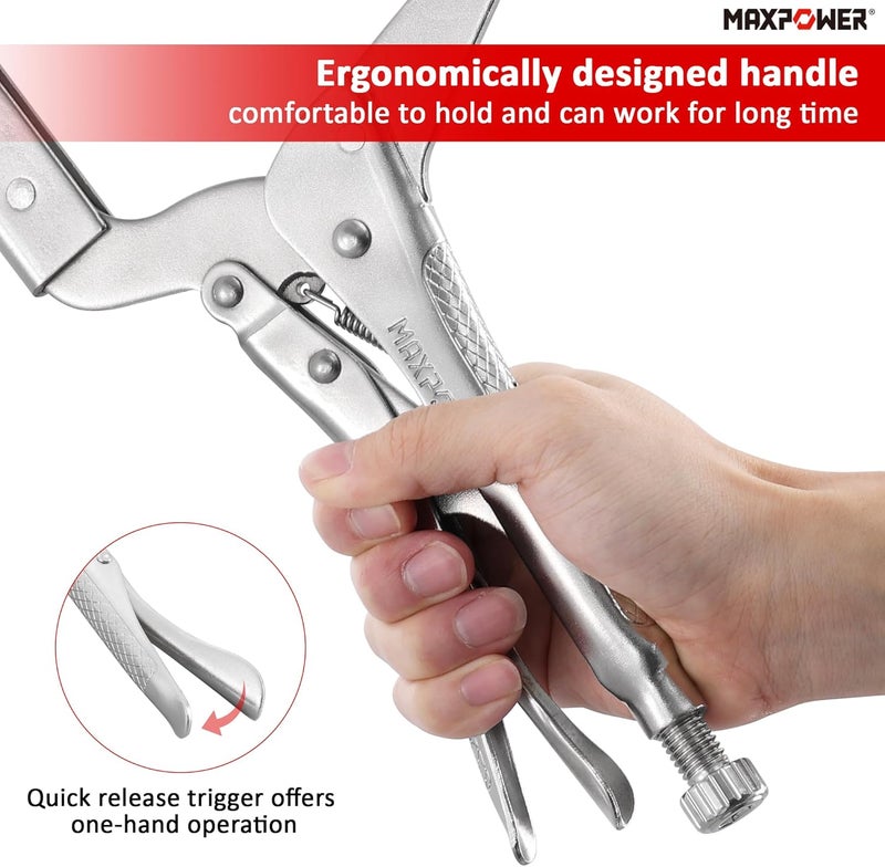 Max Power 18-inch C Clamp Locking Pliers, Locking C Clamp with Regular Tips, MAX Jaw Capacity Up to 6.5" - Image 4